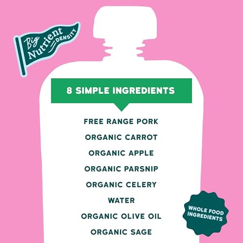 Image of Serenity Kids 6+ Month Pork Baby Food Pouches - Free Range Pork + Apple with Organic Carrots & Sage - BPA-Free Food Pouches for Baby - 3.5 Oz, 1 Count