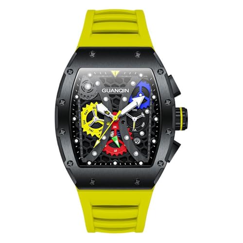 Guanqin Montre Homme Vintage Squelette Multifonctionnelle Cadran Automatique à Remontage Automatique Mécanique en Saphir, Montre de Poche Double Face Creuse...