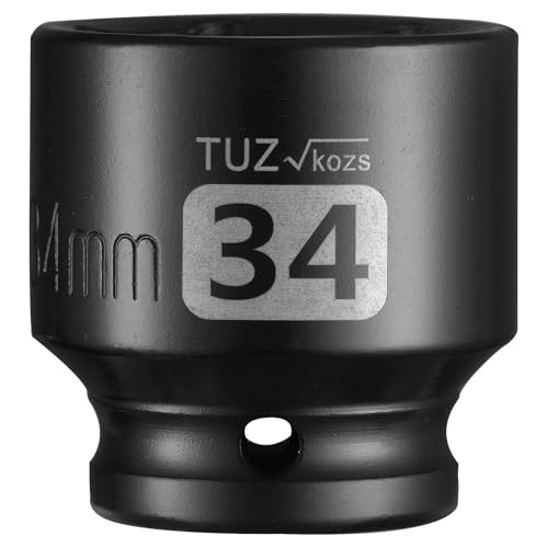Image of 1 /2 Inch Drive 34mm Shallow Metric Impact Socket,CR-MO,6 Point Radius Corner Design,Square Chamfered Opening,Axle Nut Impact Grade Socket for Easy Removal