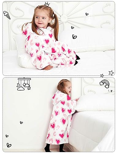 Image of KFUBUO Wearable Blanket Hoodie for Kids With Pocket Toddlers 2-6 Year Old | Heart, Sherpa, Heavy Material, Oversized Sweatshirt Blanket, Kids Blanket, Girl Boy Gifts, Cozy Gifts for Kids