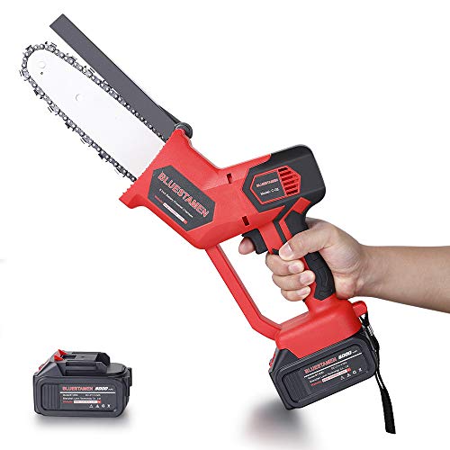 BLUESTAMEN 8 Inch Cordless Battery Powered Chainsaw (2 Battery Included)