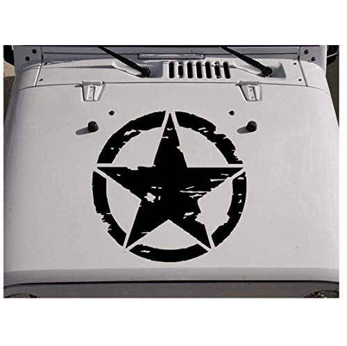CVANU Large Military Star Sticker for Jeep Bonnet Stickers & Decal (Size:- 59X59 cm.) Black