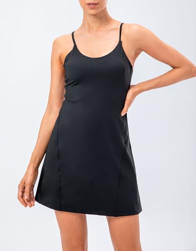 Amxiway Vestido de tênis, Preto, P