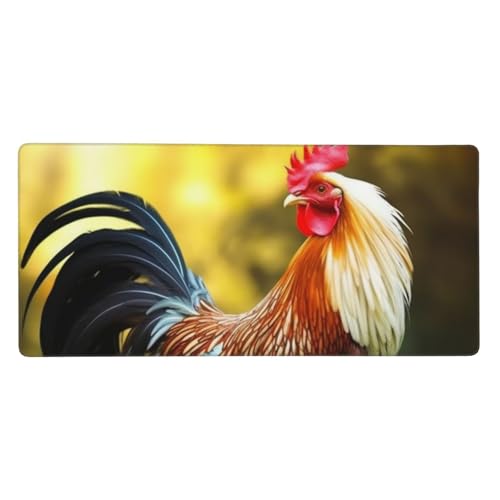 Tapis de souris de jeu 40x90cm antidérapant avec bords cousus motif coq