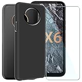 CAXKJE Handyhülle für Gigaset GX6 Pro (6.60 Zoll) Silikon Hülle + Gehärtetes Schutzfolie,Schwarz TPU Weiche Schutzhülle,Bumper Hülle Handyhülle mit 9H Gehärtetes Glas Film - TH