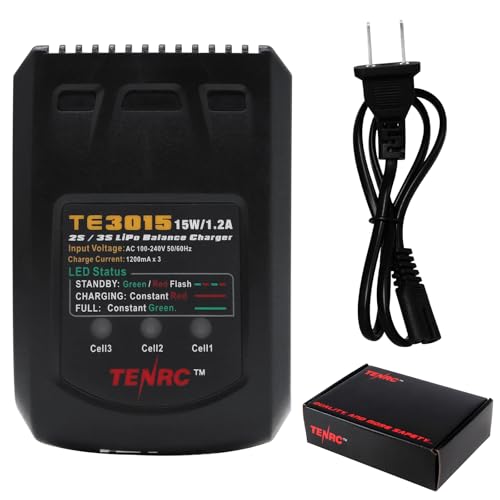 Tosiicop LiPo Battery Charger - 2S 3S RC Batteries Balance Chargers AC 7.4-11.1V 15W 1.2A with XH3P XH4P Plug for RC Car LiPo Battery Boat Airplane Truck Quadcopter Airsoft SCX24 SCX10