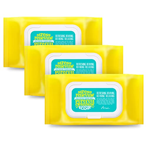 Ariul Stress-Relieving Purefull Cleansing Tissue- Gentle Makeup Remover Wipes, Refreshing Face Wipes, Natural Face Wipes with High Purifying Oils, Fruits & Vegetables Extracts, Cruelty Free and Suitable for all Skins, 80 Wipes Per Pack (Pack of 3) Ariul Stress-Relieving Purefull Cleansing Tissue- Gentle Makeup Remover Wipes, Refreshing Face Wipes, Natural Face Wipes with High Purifying Oils, Fruits & Vegetables Extracts, Cruelty Free and Suitable for all Skins, 80 Wipes Per Pack (Pack of 3)