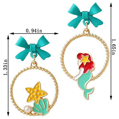 QUPENGXU Asymmetric Sweet Cartoon Bow Drop Dangle Earrings Vintage Earrings For Women2