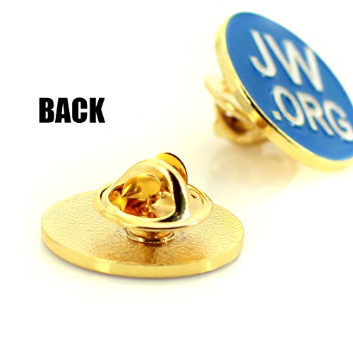 Jehovah Witness - 3/4" Round Blue Lapel Pin - JW.org Neck Tie Hat Tack Clip Women or Men Suits-Gold Round -10 Pcs