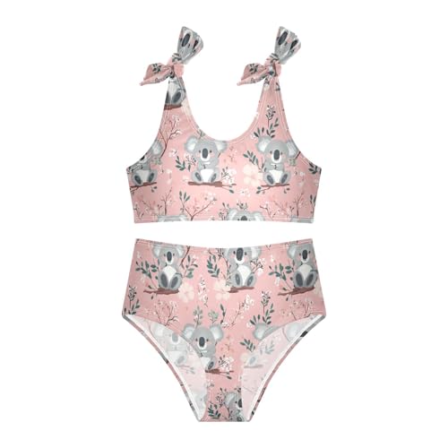 Wusikd Cute Koalas Girls Swimsuits Two Piece Floral Pink Swimwear Bikini Set for for Girls Size 3T3