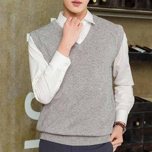 2024 Men's Knitted Sweater Vest Simple Autumn Warm Sleeveless Sweater Vest4