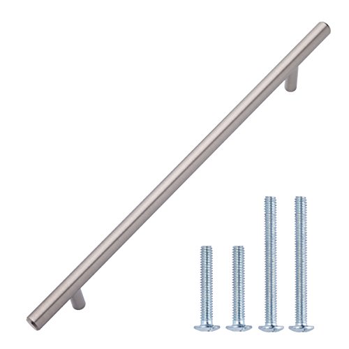 AmazonBasics AB1606-SN-10 Euro Bar Cabinet Pull, 10" Length (7.5" Hole Center), Satin Nickel