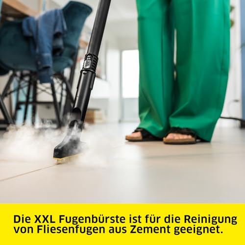 Kärcher XXL Fugenbürste mit flexiblem Gelenk und austauschbarer Bürstenreihe für die hygienische Reinigung von Zementfugen und Fliesenfugen, Original-Zubehör für die Kärcher Dampfreiniger
