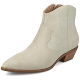 Journee Womens Taliah Western Low Cut Ankle Booties Comfort Pull On Short Cowgirl Cowboy Boots Pointed Toe Cuban Heel Bone, 8.5
