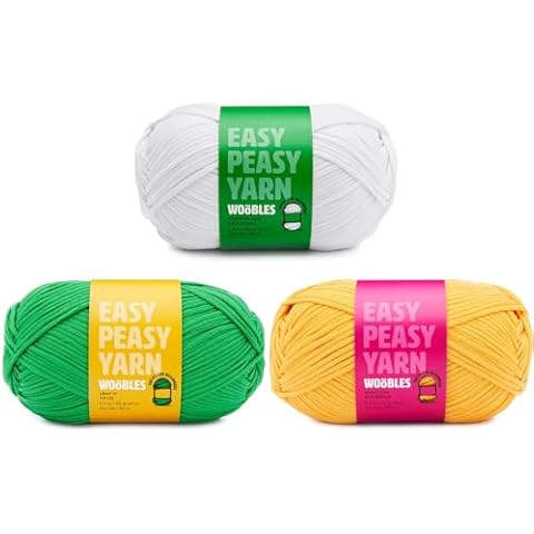 The Woobles Easy Peasy Yarn Bundle - Perfect for Beginners in Crochet & Knitting - Worsted Medium #4 Cotton-Nylon Blend - Includes Leaf It to Us, What's Up Buttercup & Snow Place Like Home Shades Cover
