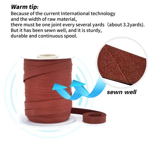 Bias Tape, Double Fold Bias Tape 1/2 Inch Continuous Bulk Bias Tape For Sewing, Quilting, Binding, Hemming, Apparel Craft, Polyester, Non-Stretch(13Mm, 55 Yards, Brown) #TOP5