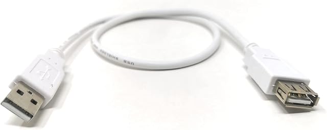 Maincore Long USB 2.0 Male to Female Extension Cable Lead, White (1m, White)