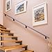 RealPlus Handrail Brackets for Staircase Heavy Duty Steel Stair Railing Brackets Stairway Support Hardware for Wood Flat Square Railings, Pack of 8