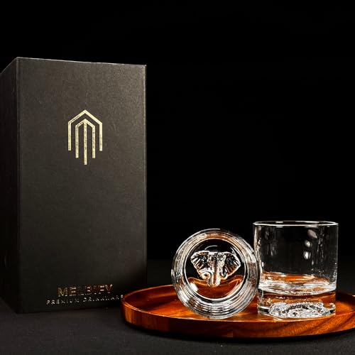 Image of Melbify Plain Elephant Whiskey Glass Gift Set | 4 pcs Set | 300 ML | Ultra-Premium | Imported | Luxurious | Ideal for Wedding Gifts, Anniversary, VIP and Corporate Gifts