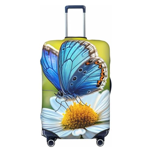 Blue Butterfly Elastic Travel Luggage Cover, Washable Spandex Suitcase Protector, Anti-Scratch Fits 18-32 Inch
