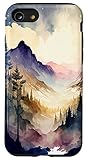 iPhone SE (2020) / 7 / 8 Watercolor Sunrise Forest Mountains Nature Soft Colors Case