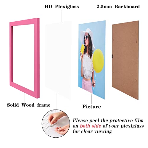 Wyooxoo 8X10 Picture Frames Set Of 2, Pink Solid Wood Photo Frames Colorful Frame With Hd Plexiglass For Tabletop Display Or Wall (8" X 10" (2 Pack), Pink) #TOP4