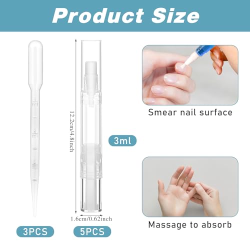 5Pcs 5ml Empty Nail Oil Pens Refillable Cuticle Oil Pens Transparent Twist Pen for Cuticle Oil Applicator, Lip Gloss Dispenser with Brush Tip, Eyelash Growth Liquid Tube, Cosmetic Lip Gloss Container - Image 3
