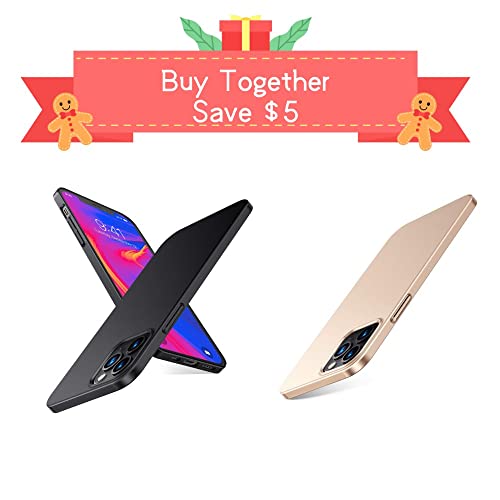 TORRAS Slim Fit Compatible for iPhone 12 Pro Max Case. Space Black & Gold