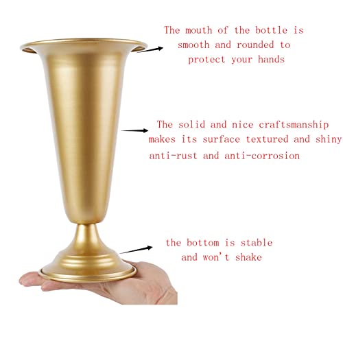 Pcs Of 10 Metal Tabletop Trumpet Vase For Wedding Centerpieces, Gold Vases For Centerpieces, Flower Holder Stand For Birthday Party Ceremony Event Aisle Road Lead Reception #TOP4