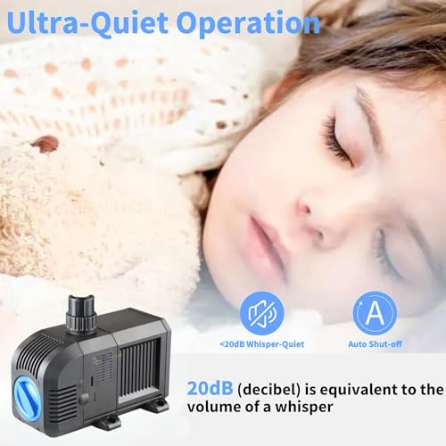 Image of VAYINATO (HJ-600 | 8W | 600L /H | Lifts Upto 1.3M) Series Multipurpose Aquarium Submersible Pump for Garden Fountain, Water Table, Waterfall, Fish Tank, Pond, Hydroponics