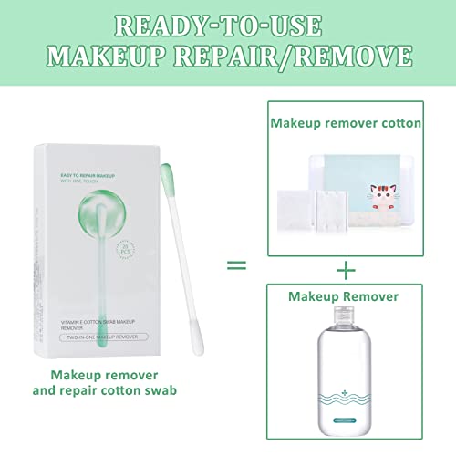 U-Shinein 50 Pcs Cotton Makeup Remover Swabs Kit， Disposable Liquid-Filled Cotton Swabs Sticks For Eye/Lip/Eyebrow/Eyelash Makeup Reomve, Makeup Correctors Remover Swabs Easy Remove Makeup Cleanser #TOP2
