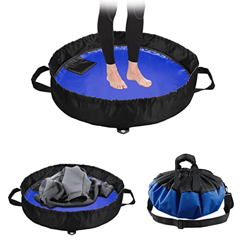 Cambiador de surf, impermeable, tapete de cambio de neopreno, bolsa de transporte para la playa, con correa para el hombro y el asa, cordón y bolsillo para surf, kayak, deportes acuáticos (azul real)