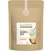 Banyan Botanicals White Basmati Rice Organic & Pure Basmati Rice for Cooking Healthy Meals and Making Kitchari With Resealable Zipper Bag 5 lbs Non-GMO Sustainably Sourced Vegan