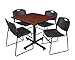 Regency Kobe 36-Inch Square Breakroom Table, Cherry, and 4 Zeng Stack Chairs, Black