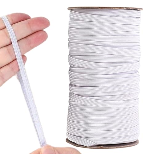 6mm White Flat Elastic Band - 10m Length for Sewing & DIY Crafts