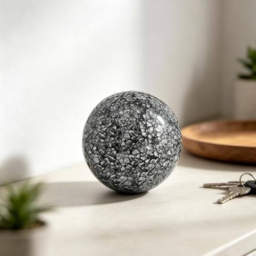 Bolas decorativas de vidrio para jarrones Baoblaze 6 piezas 8cm negro plata 6