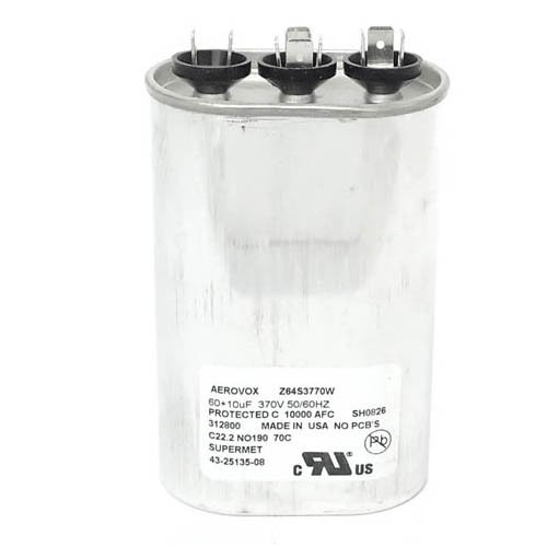 43-25135-08 -Cosaire OEM Oval Replacement Dual Run Capacitor 60 + 10 UF/MFD 370 Volt