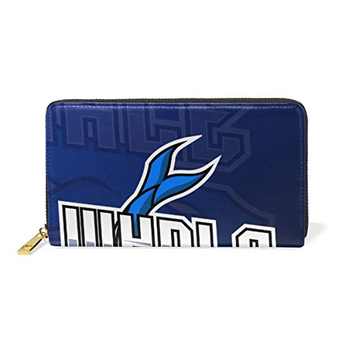 Preisvergleich Produktbild Blauwalfisch Maskottchen Damen Geldbörse Brieftasche Große Echtes Leder Geldbeutel Kartensteckplätze Organizer für Frauen Mädchen