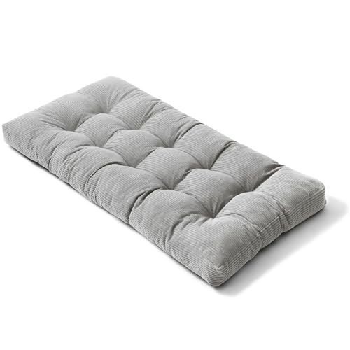 bananair - Futón Japonés Enrollable para 1 Persona, Cómodo y Grueso, Relleno de Espuma - Tela de Pana Ancha Suave y Elegante - Incluye Correa, Colchón Plegable Práctico (90x190 cm, Gris Claro)