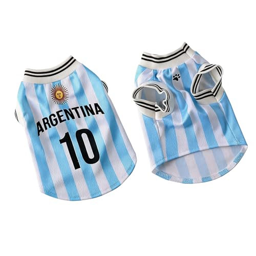 Pet Dog Soccer Shirts Mexico Argentina Portugal Sleeveless Breathable Mesh Puppy Sports Costume Football Sportswear Clothes for Small Dogs, Football Fans Pet Lovers Gifts (B-Sky Blue, XXXL)