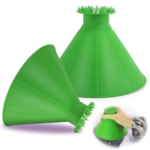 DACINHFB 2 Pezzi Raschietto Ghiaccio Rotondo Auto per Opel Astra J 2009-2020, Raschiaghiaccio per Parabrezza Auto con Imbuto 360 Gradi Raschia Neve,Green