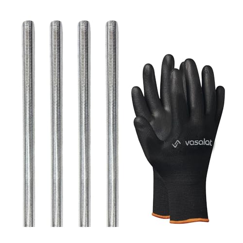 vasalat Varilla roscada M10 1000 mm galvanizada, clase de resistencia 8.8, varilla roscada con rosca exterior DIN 976, barra...