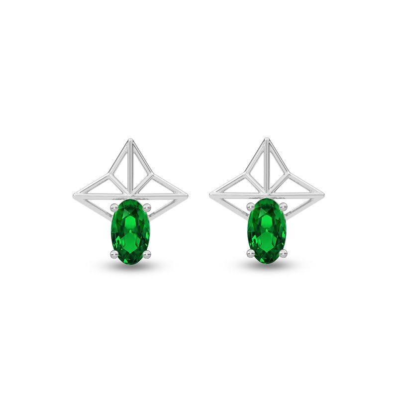 Image of CLARA 925 Sterling Silver Stud Earrings | Platinum Plated | Daily Wear |Gift for Women and Girls