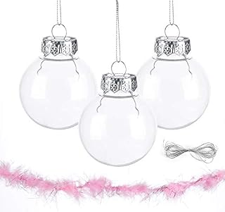 ilauke 20pcs Christmas Ball Clear Plastic Transparent Balls Ornaments DIY Fillable Craft Ball Baubles for Wedding Party Christmas Home Decor (6cm)
