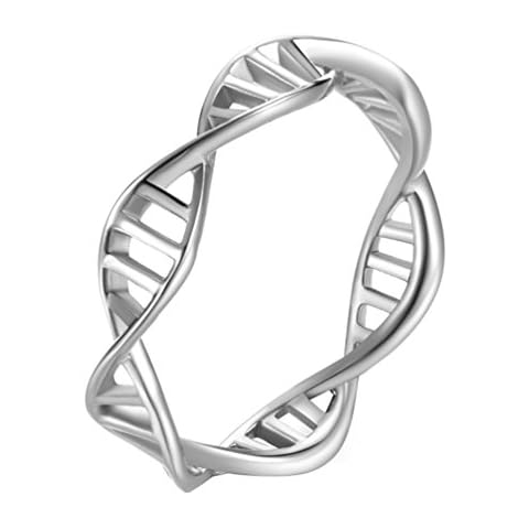 ALEXTINA Women's Stainless Steel Silver Plated Stacking DNA Ring Chemistry Science Band Size P 1/2 Cover