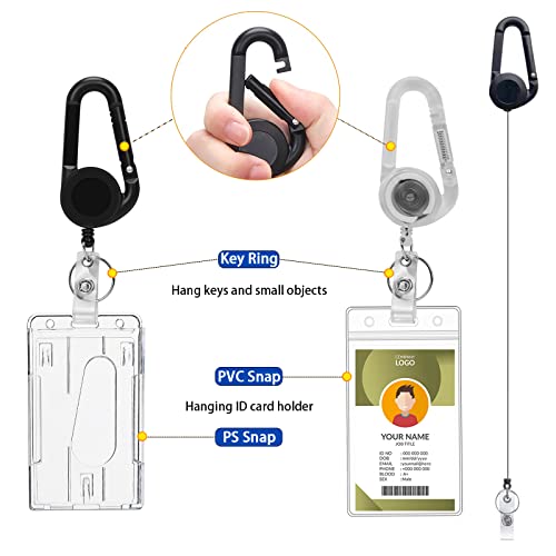 image for AMTAM 2 Retractable Keychains, Heavy Duty Carabiner, 65CM/22.5