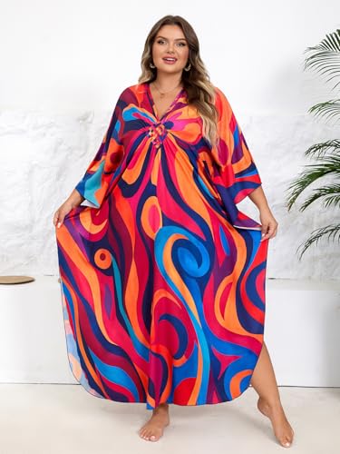 Image of Kaftan Dress for Women - Plus Size Caftan Maxi Beach Dress Moo Moos Loungewear, Swimsuit Cover Up for Beach, Pool or Vacation
