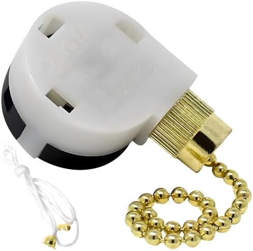 ZE-268S2 3 Speed 4 Wire Ceiling Fan Pull Chain Switch Replacement Three Way Four Position Rotary Motor Controller Repair Kit 3A250VAC 6A125VAC For Overhead Ceiling Fans & Floor Fans (Brass)