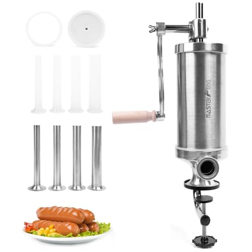 MASTER FENG Machine de remplissage de saucisses verticale en acier inoxydable avec 8 entonnoirs et 1 piston en silicone 2,5 LBS