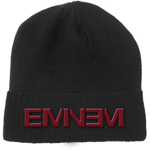Eminem M&uuml;tze Beanie Logo Nue offiziell Schwarz Unisex Taille Unique